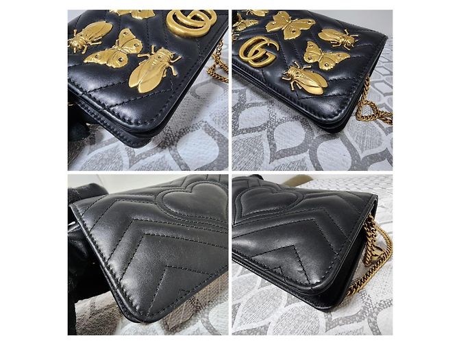 Gucci Mini GG Marmont Bug Portafoglio con catena - Nero - vista 11