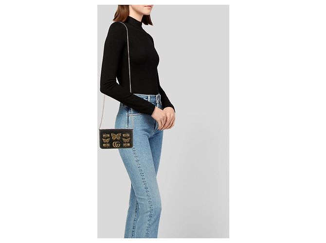 Gucci Mini GG Marmont Bug Portafoglio con catena - Nero - vista 13