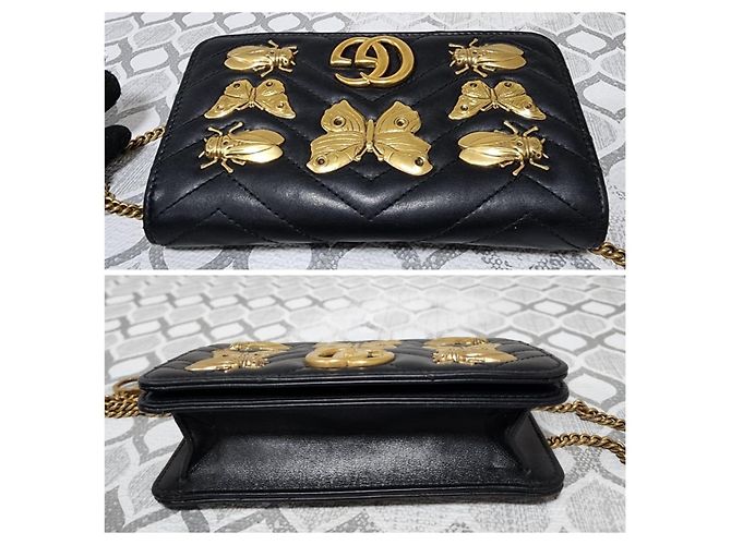 Gucci Mini GG Marmont Bug Portafoglio con catena - Nero - vista 4