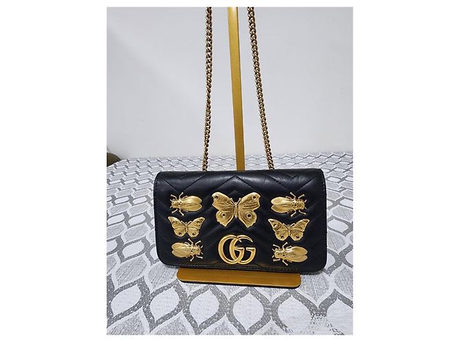 Gucci Mini GG Marmont Bug Portafoglio con catena - Nero - vista 6