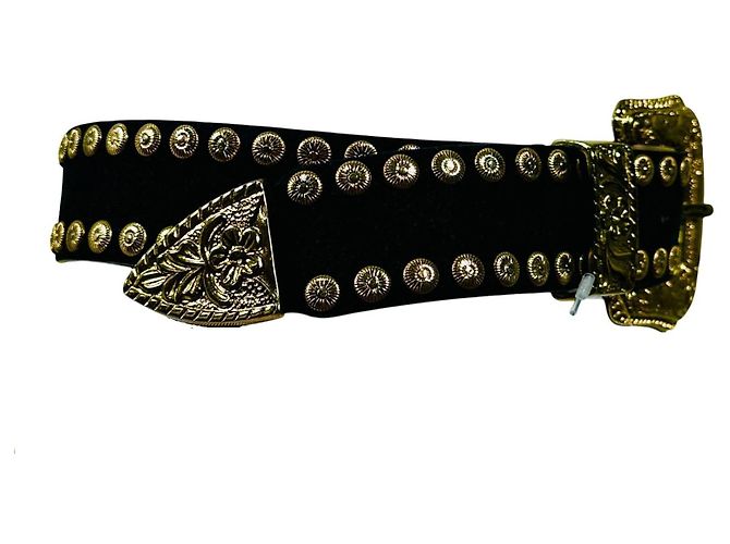 Moschino Cheap and Chic Western-Gürtel Wildleder Schwarz Golden - Ansicht 3