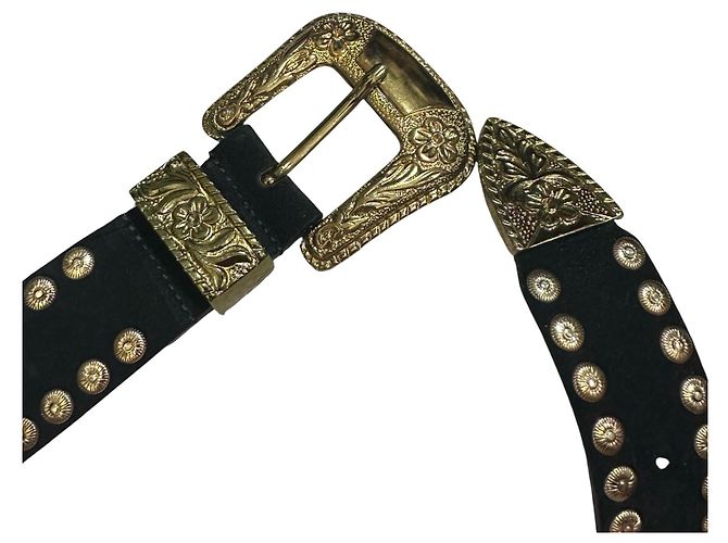 Moschino Cheap and Chic Western-Gürtel Wildleder Schwarz Golden - Ansicht 4