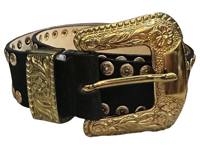Moschino Cheap and Chic Western-Gürtel Wildleder Schwarz Golden - Ansicht 5