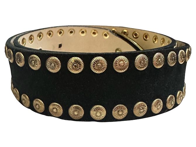 Moschino Cheap and Chic Western-Gürtel Wildleder Schwarz Golden - Ansicht 6