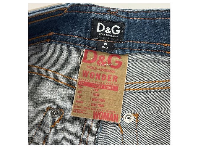 Calças jeans de ganga azul para mulher D&G com risca lateral em pele preta Preto - vista 5