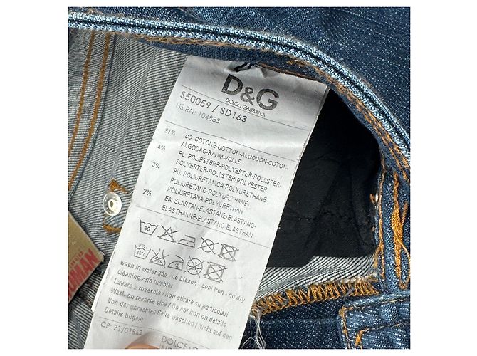 Calças jeans de ganga azul para mulher D&G com risca lateral em pele preta Preto - vista 6
