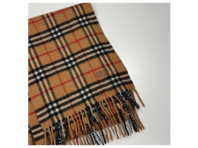 Sciarpa in lana Burberry Nova Check Nero Bianco Rosso Cammello - vista 3