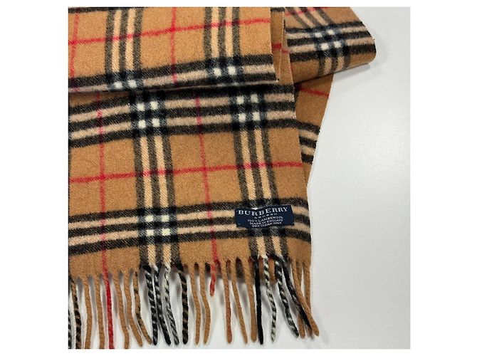 Sciarpa in lana Burberry Nova Check Nero Bianco Rosso Cammello - vista 4