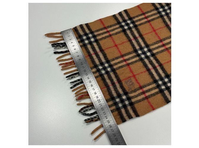 Sciarpa in lana Burberry Nova Check Nero Bianco Rosso Cammello - vista 5