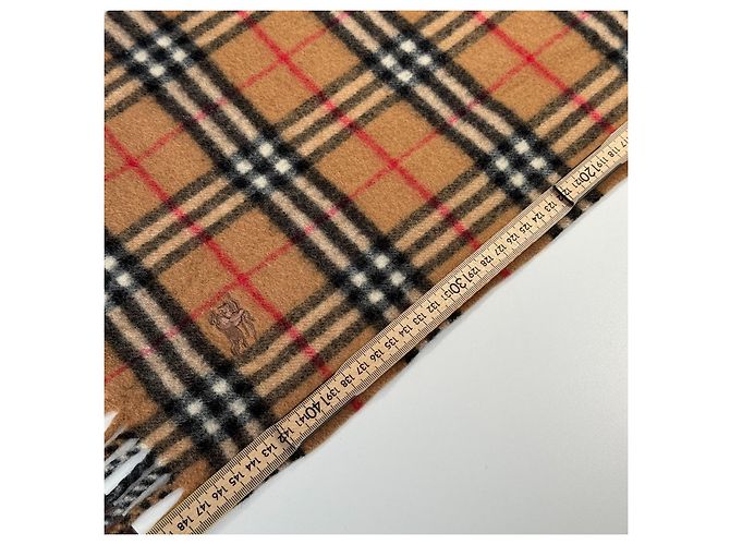 Sciarpa in lana Burberry Nova Check Nero Bianco Rosso Cammello - vista 6