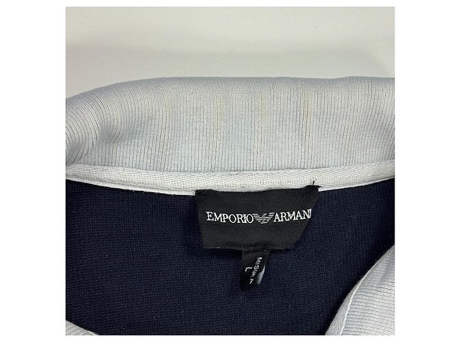 Emporio Armani Herren Strickpullover aus Baumwolle mit Reißverschluss am Hals in Navy Blau Marineblau - Ansicht 2