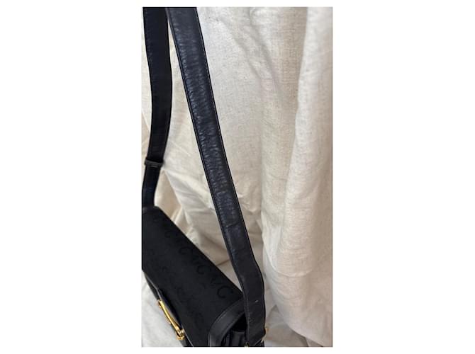 Céline Celine Triomphe Borsa a Tracolla Tela Nera e Pelle Nero - vista 5