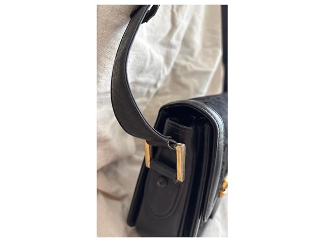 Céline Celine Triomphe Borsa a Tracolla Tela Nera e Pelle Nero - vista 6