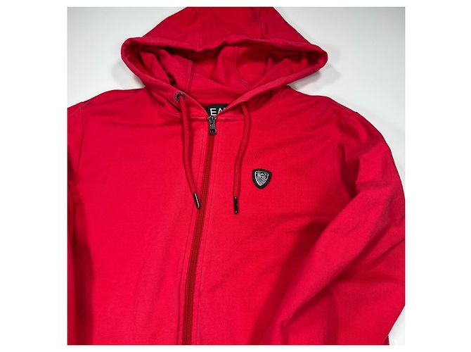 Autre Marque EA7 Emporio Armani Kapuzenpullover mit Reißverschluss aus roter Baumwolle - Ansicht 2