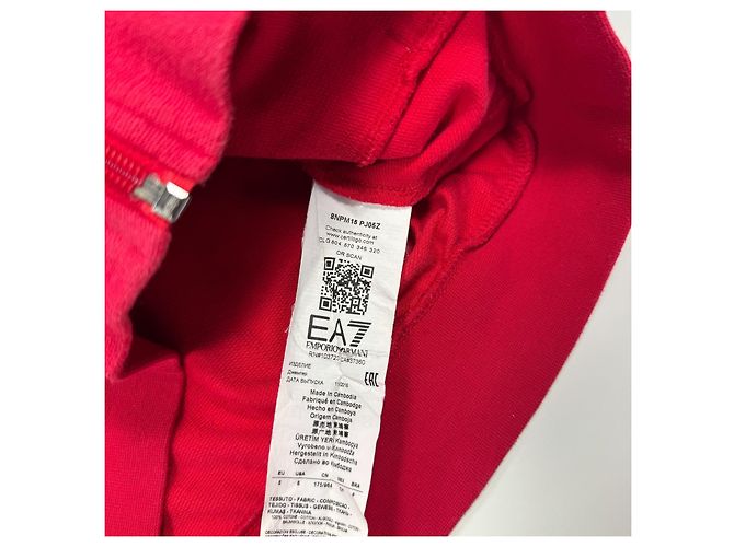Autre Marque EA7 Emporio Armani Kapuzenpullover mit Reißverschluss aus roter Baumwolle - Ansicht 4