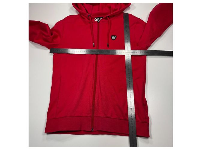 Autre Marque EA7 Emporio Armani Kapuzenpullover mit Reißverschluss aus roter Baumwolle - Ansicht 5