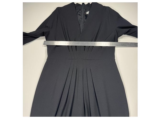 Max Mara Midi-Kleid mit V-Ausschnitt aus schwarzer Wollmischung - Ansicht 5