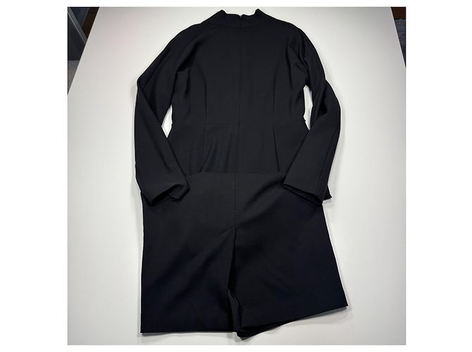 Max Mara Midi-Kleid mit V-Ausschnitt aus schwarzer Wollmischung - Ansicht 7