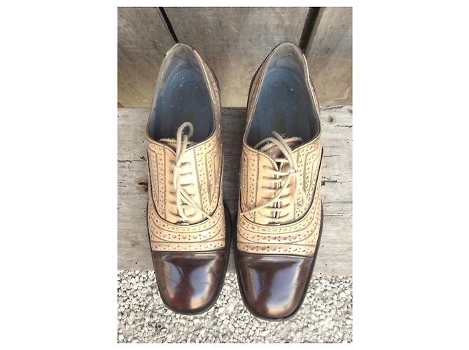 Stéphane Kelian Scarpe Oxford in Pelle Bicolore Marrone Beige - vista 7