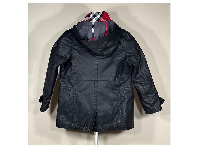 Trench in cotone cerato nero per bambini Burberry con fodera Nova Check - vista 2