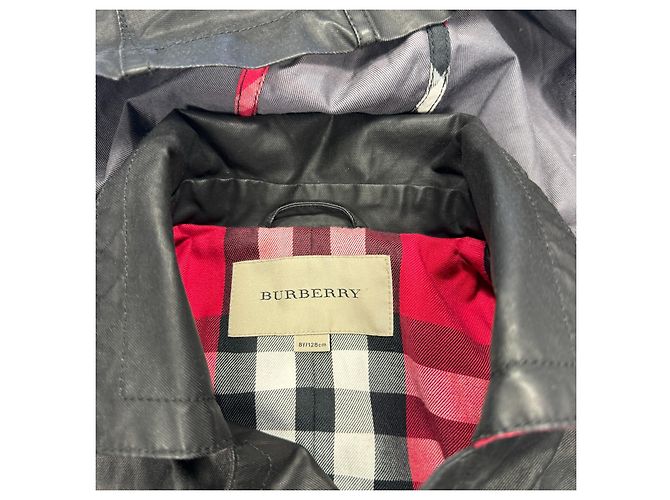 Trench in cotone cerato nero per bambini Burberry con fodera Nova Check - vista 4