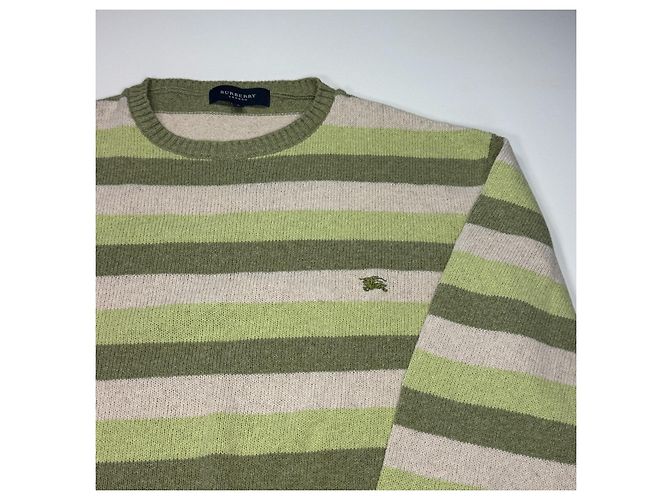 Suéter de punto a rayas Burberry Beige Verde - vista 2