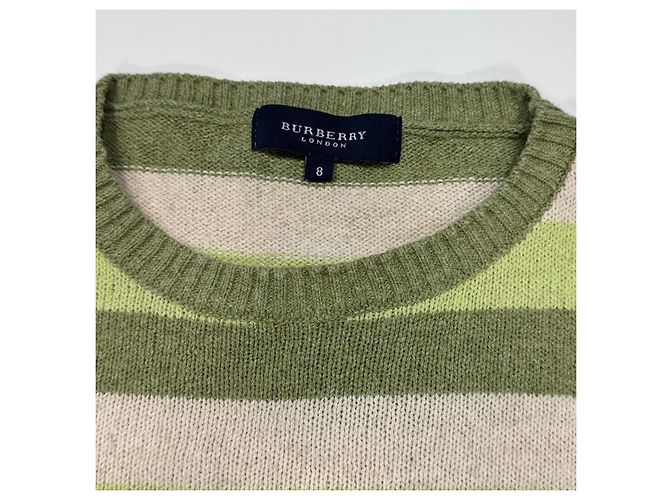 Suéter de punto a rayas Burberry Beige Verde - vista 3