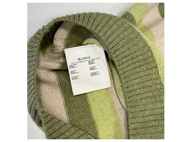Suéter de punto a rayas Burberry Beige Verde - vista 4