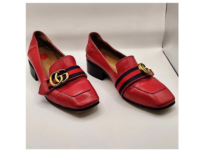 Gucci Mocassini in pelle rossa con morsetto Horsebit Rosso - vista 11