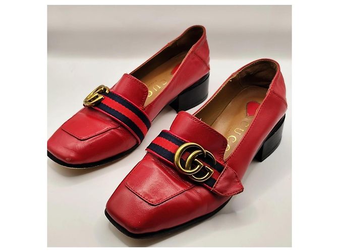 Gucci Mocassini in pelle rossa con morsetto Horsebit Rosso - vista 2