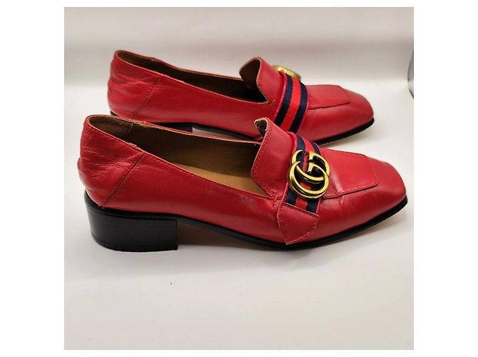 Gucci Mocassini in pelle rossa con morsetto Horsebit Rosso - vista 4