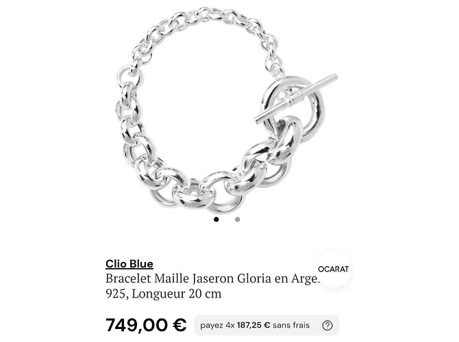 Clio Blue Bracciale Maglia Jaseron Argento 925 - vista 7