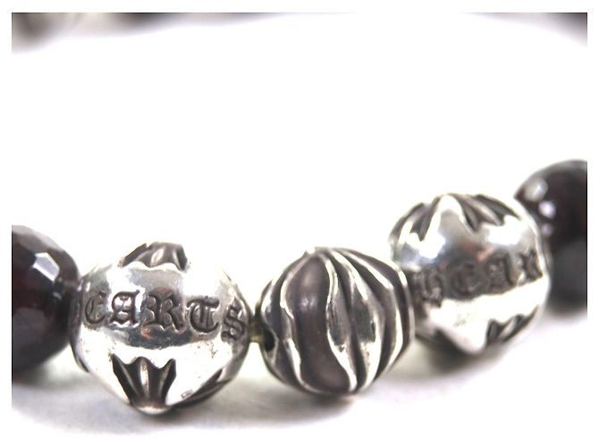 Autre Marque Bracciale Chrome Hearts in argento e granato Marrone - vista 5