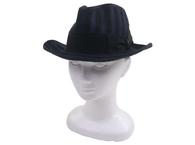 Autre Marque Fedora de algodão Borsalino com fita de logotipo listrada Preto Azul Azul marinho - vista 2
