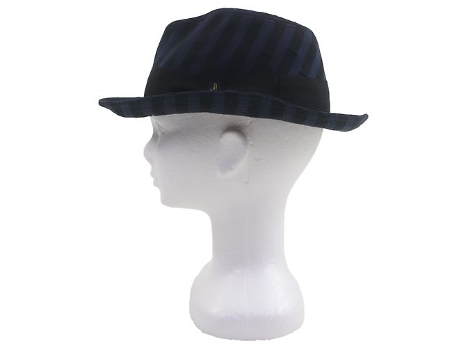 Autre Marque Fedora de algodão Borsalino com fita de logotipo listrada Preto Azul Azul marinho - vista 3