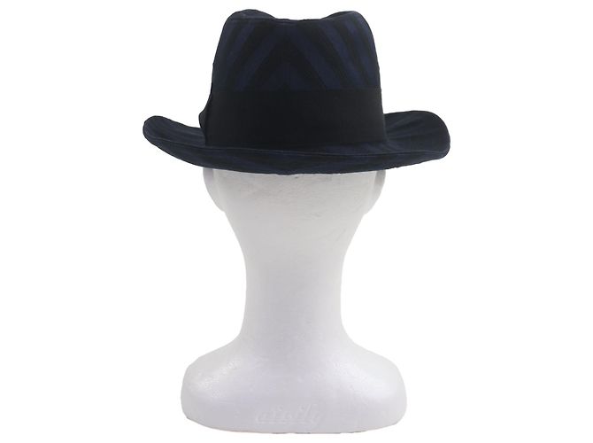 Autre Marque Fedora de algodão Borsalino com fita de logotipo listrada Preto Azul Azul marinho - vista 4