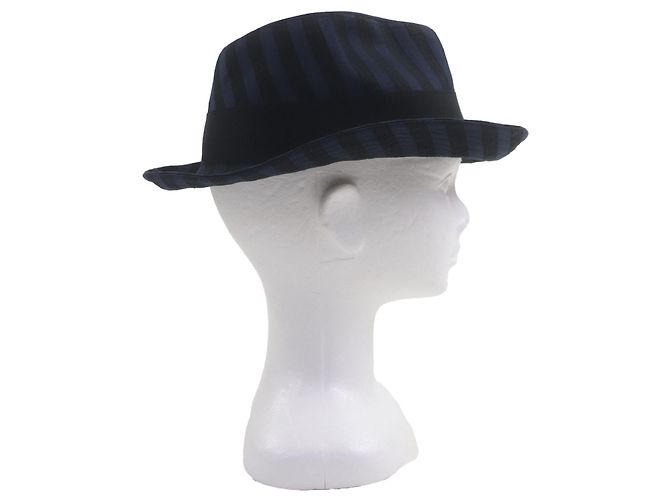 Autre Marque Fedora de algodão Borsalino com fita de logotipo listrada Preto Azul Azul marinho - vista 5