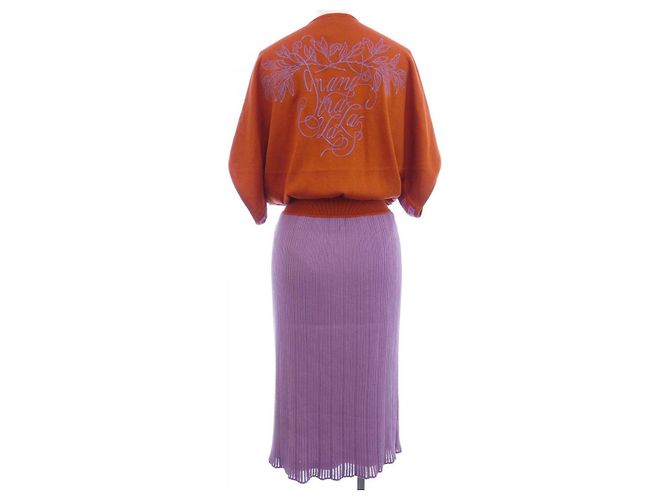 Hermès Vestido de seda Twillreine Hermes 34 Naranja Púrpura - vista 2
