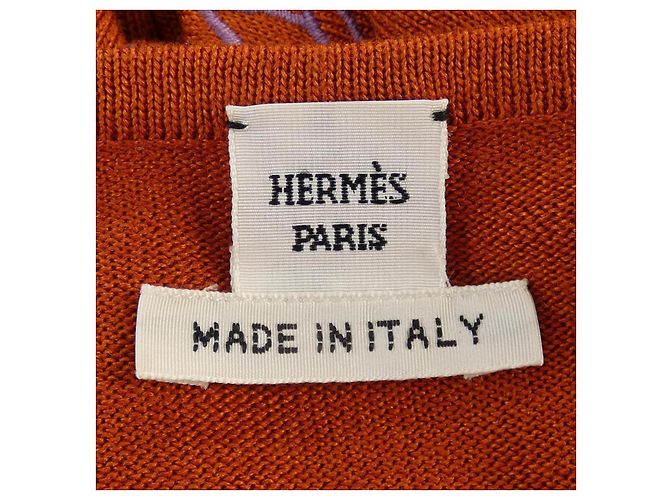 Hermès Vestido de seda Twillreine Hermes 34 Naranja Púrpura - vista 5