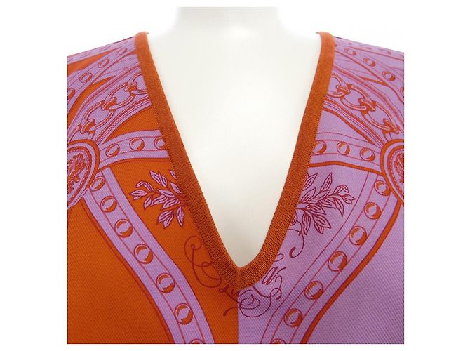Hermès Vestido de seda Twillreine Hermes 34 Naranja Púrpura - vista 6