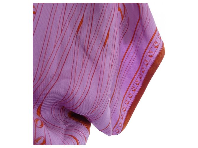 Hermès Vestido de seda Twillreine Hermes 34 Naranja Púrpura - vista 7