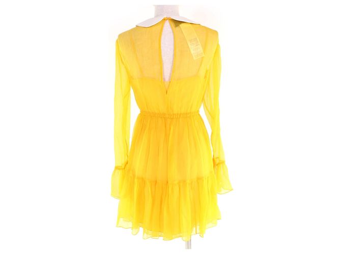 Gucci Chiffon-Seidenkleid Gelb - Ansicht 3