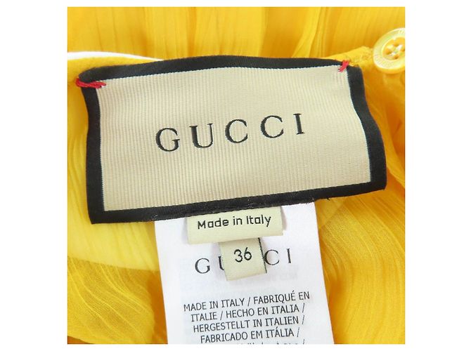 Gucci Chiffon-Seidenkleid Gelb - Ansicht 5