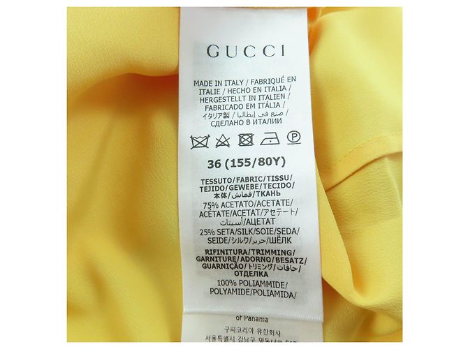 Gucci Chiffon-Seidenkleid Gelb - Ansicht 9
