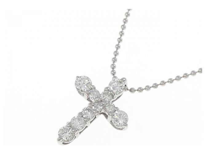 Autre Marque Collana a Croce con Diamanti in Platino Argento - vista 3