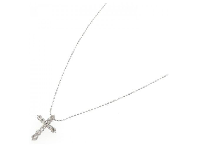 Autre Marque Collana a Croce con Diamanti in Platino Argento - vista 2