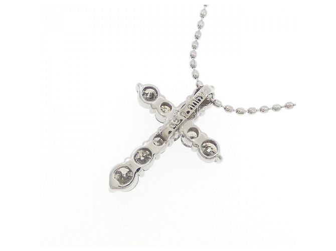 Autre Marque Collana a Croce con Diamanti in Platino Argento - vista 4