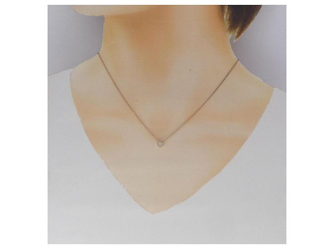 Autre Marque Collana solitario con diamante in oro rosa K10 - vista 6