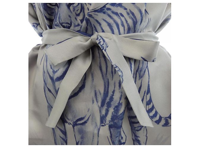 Hermès Vestido de seda Twill Laine Hermes Castaño - vista 7