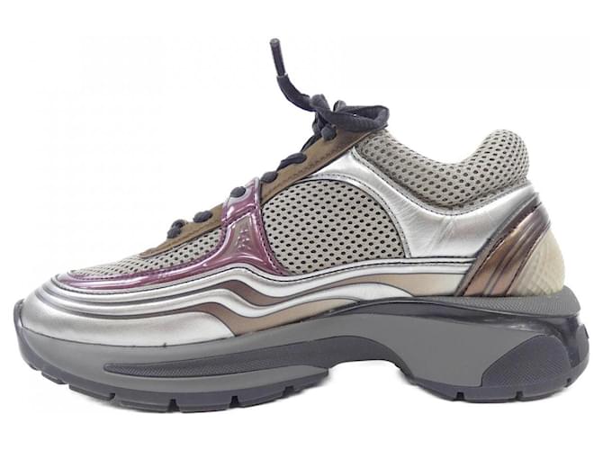Timeless Sneakers Chanel Marrone Argento Rosso Beige - vista 2